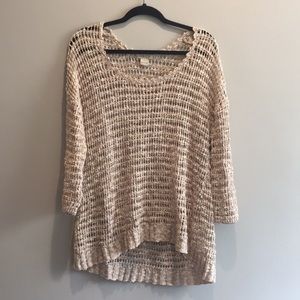 Lucky Brand Tan 3/4 Sleeve Sweater